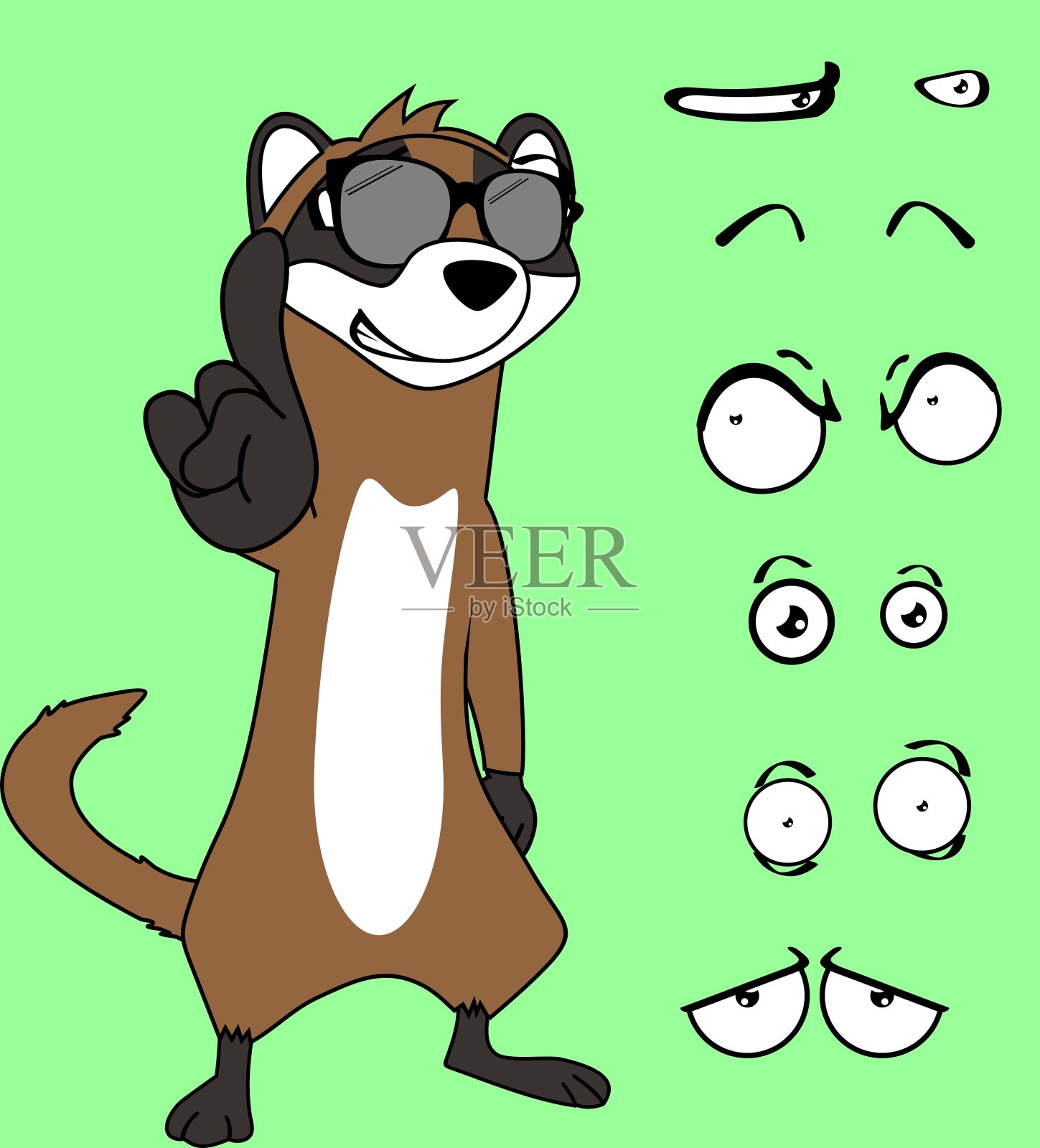 搞笑雪貂卡通表情集插画图片素材