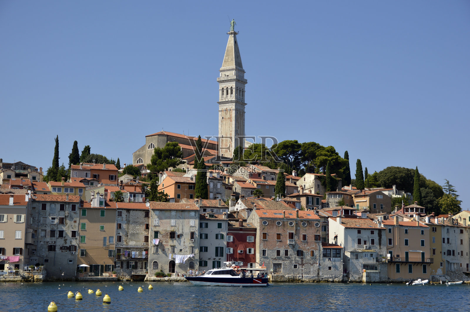 克罗地亚罗温吉老城的全景照片摄影图片