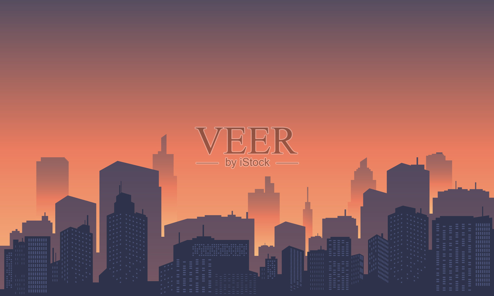 现代化的城市建筑在下午插画图片素材