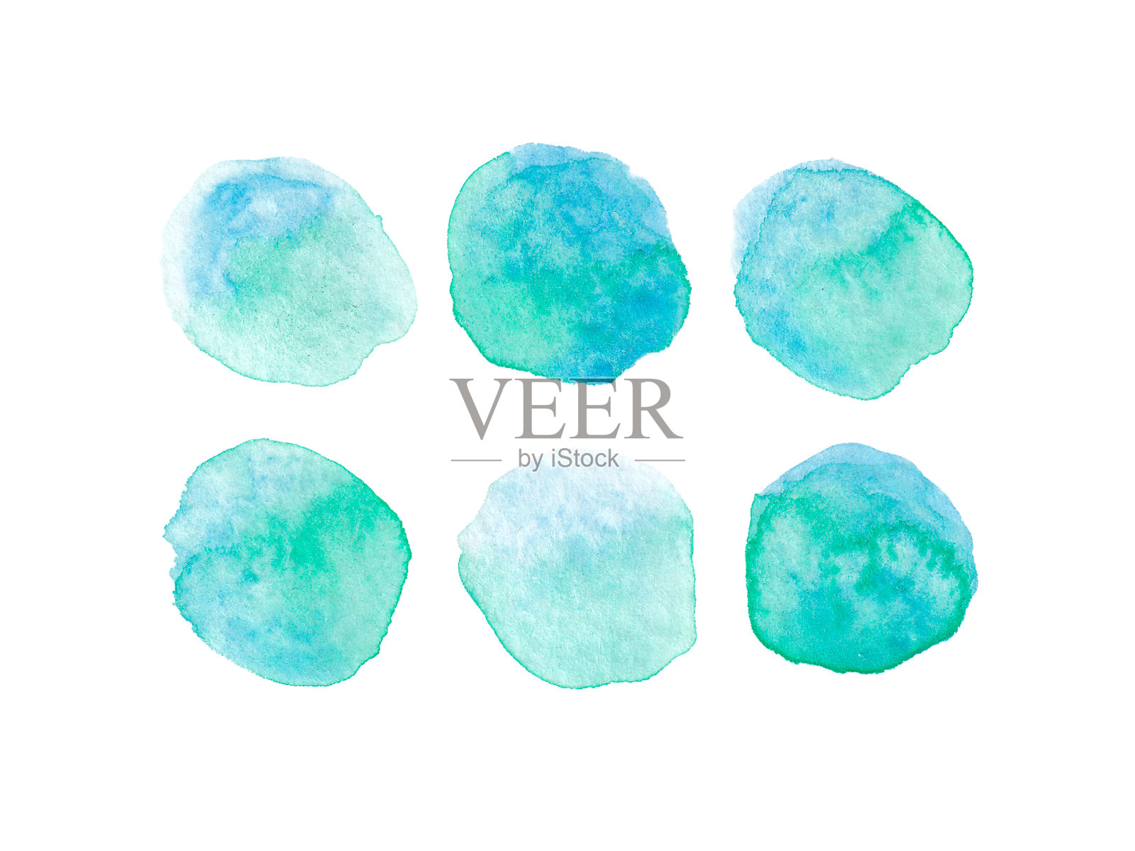 抽象手绘蓝色水彩圆插画图片素材