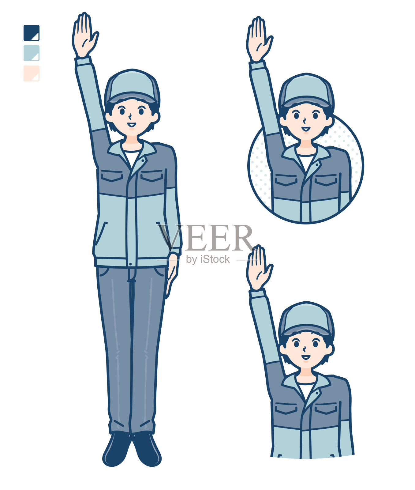 简单的交付man_raise-hand插画图片素材