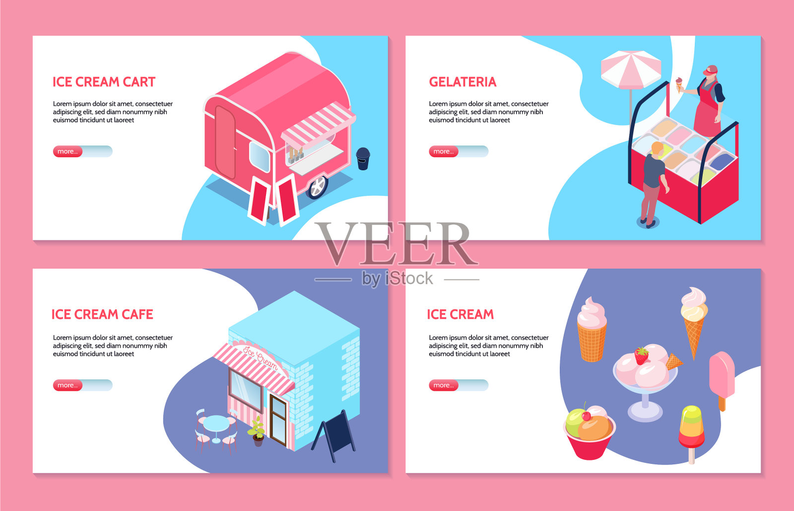 冰淇淋横幅套装插画图片素材