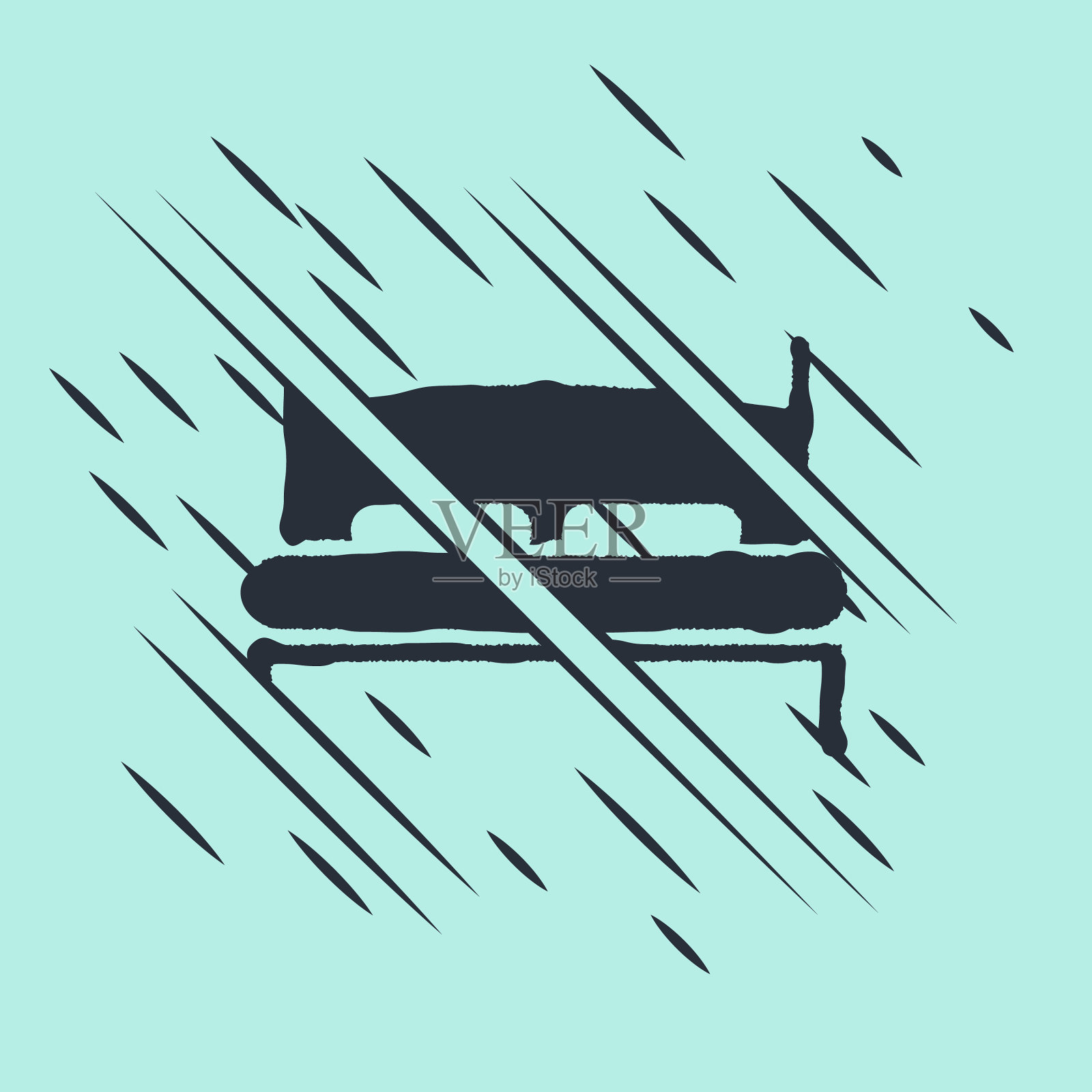 黑色大床为两人或一人图标孤立插画图片素材