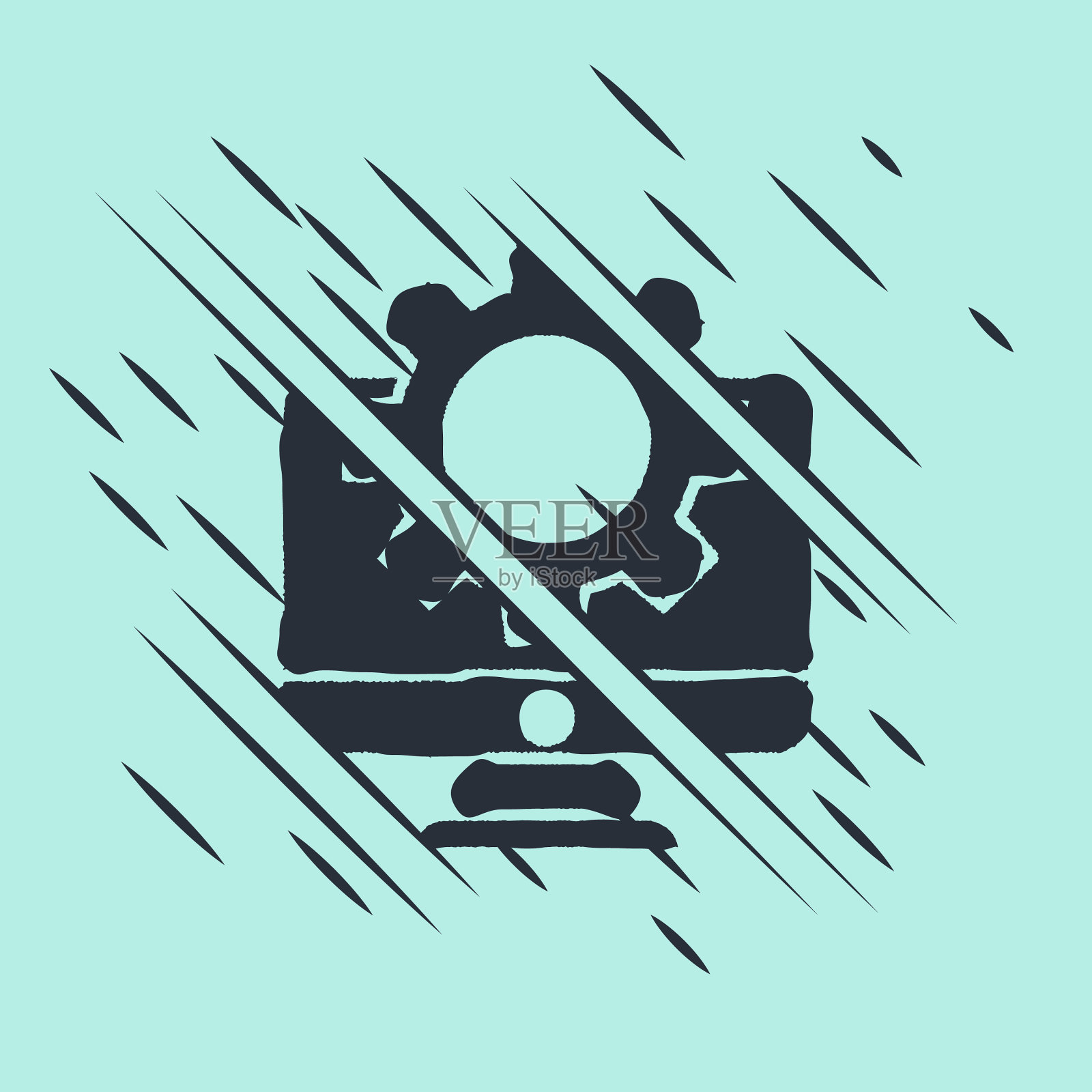 黑色电脑显示器和齿轮图标隔离开插画图片素材