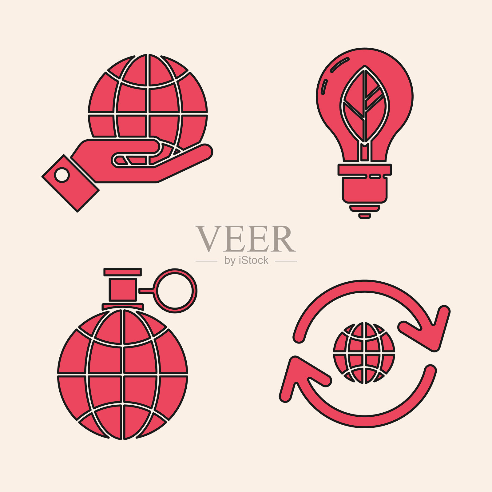 设定地球和回收人类的手图标素材