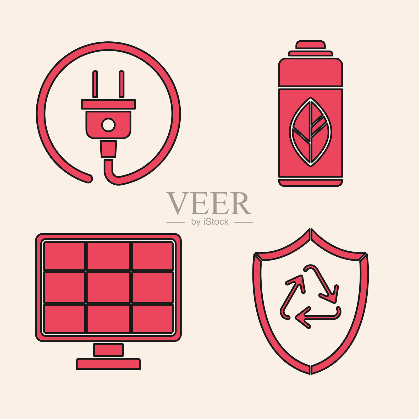 屏蔽电插头内设置回收符号图标素材