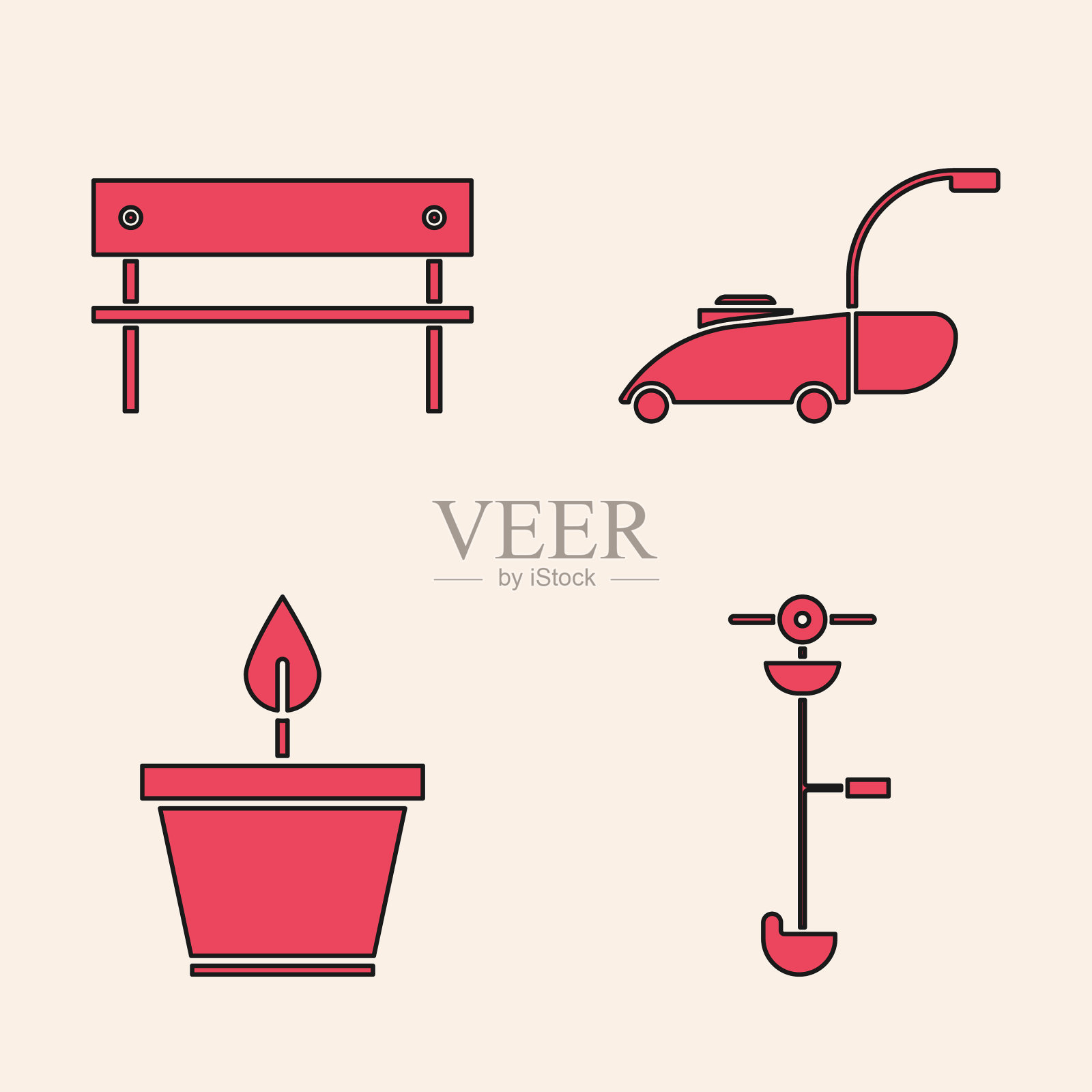 设置草坪和杂草电动线束修剪工作台图标素材