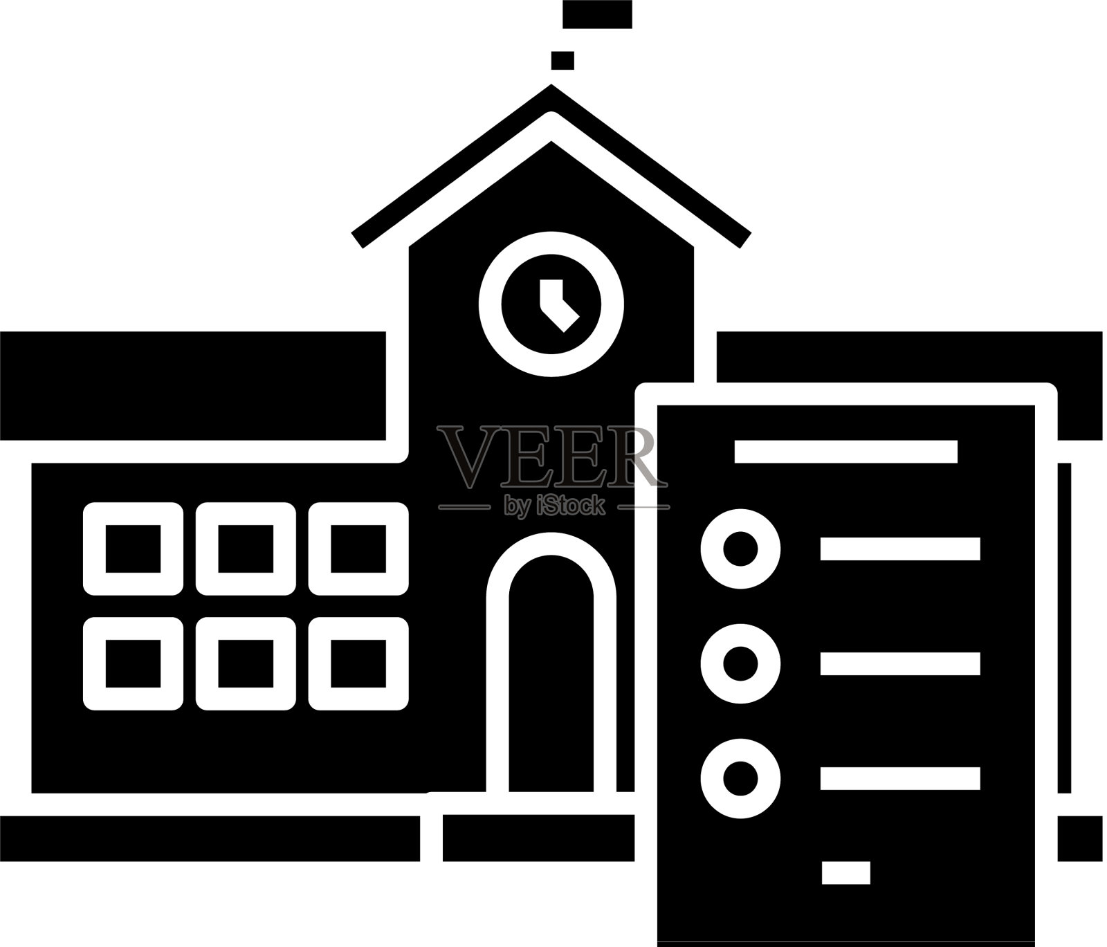 学校名单黑色图标概念设计元素图片