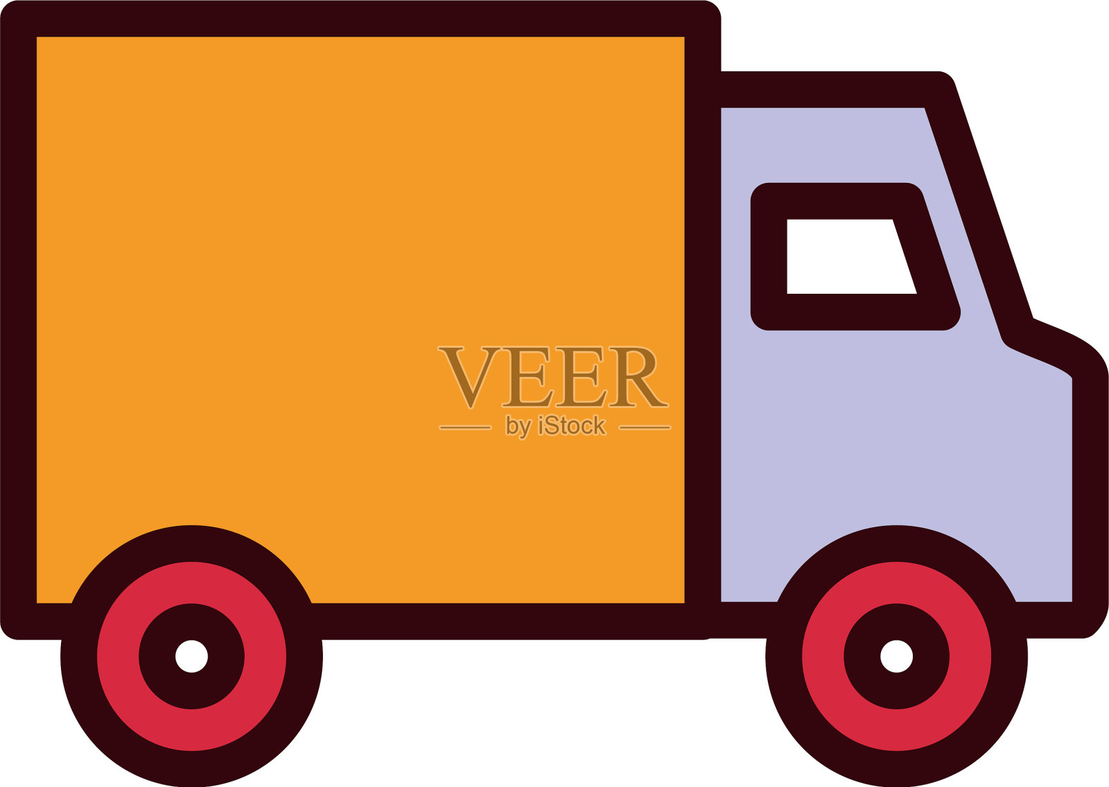 隔离运送卡车线和填充样式图标插画图片素材