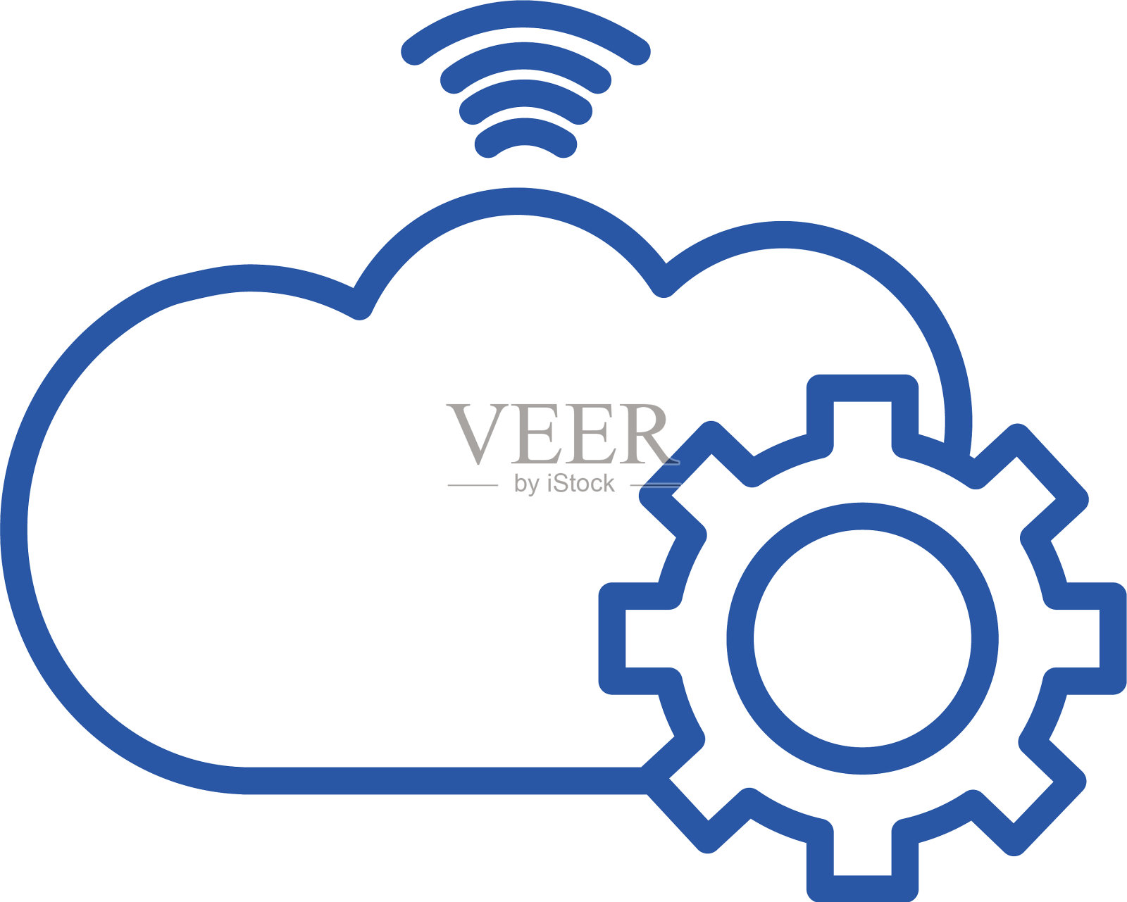 孤立的云计算与齿轮线风格的图标设计元素图片