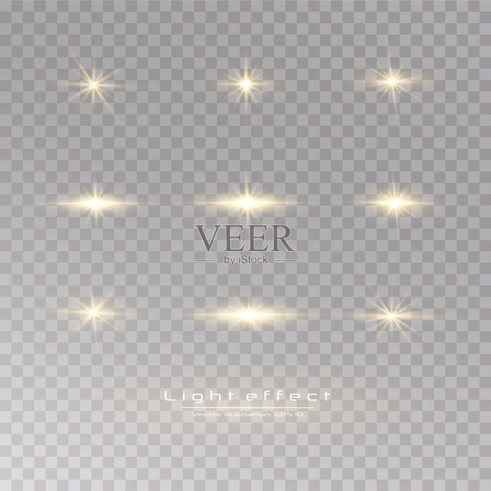 金色的星星,太阳孤立在黑色的背景上。效果,眩光,线条,闪光,爆炸,金色的光。矢量图设计元素图片