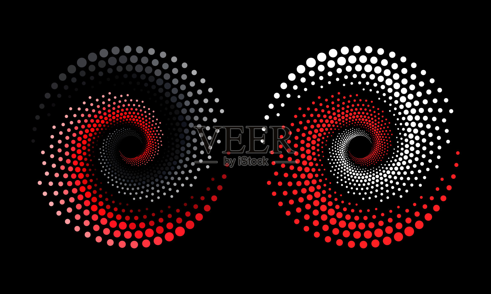 阴阳符号在半色调设计与点在螺旋。插画图片素材