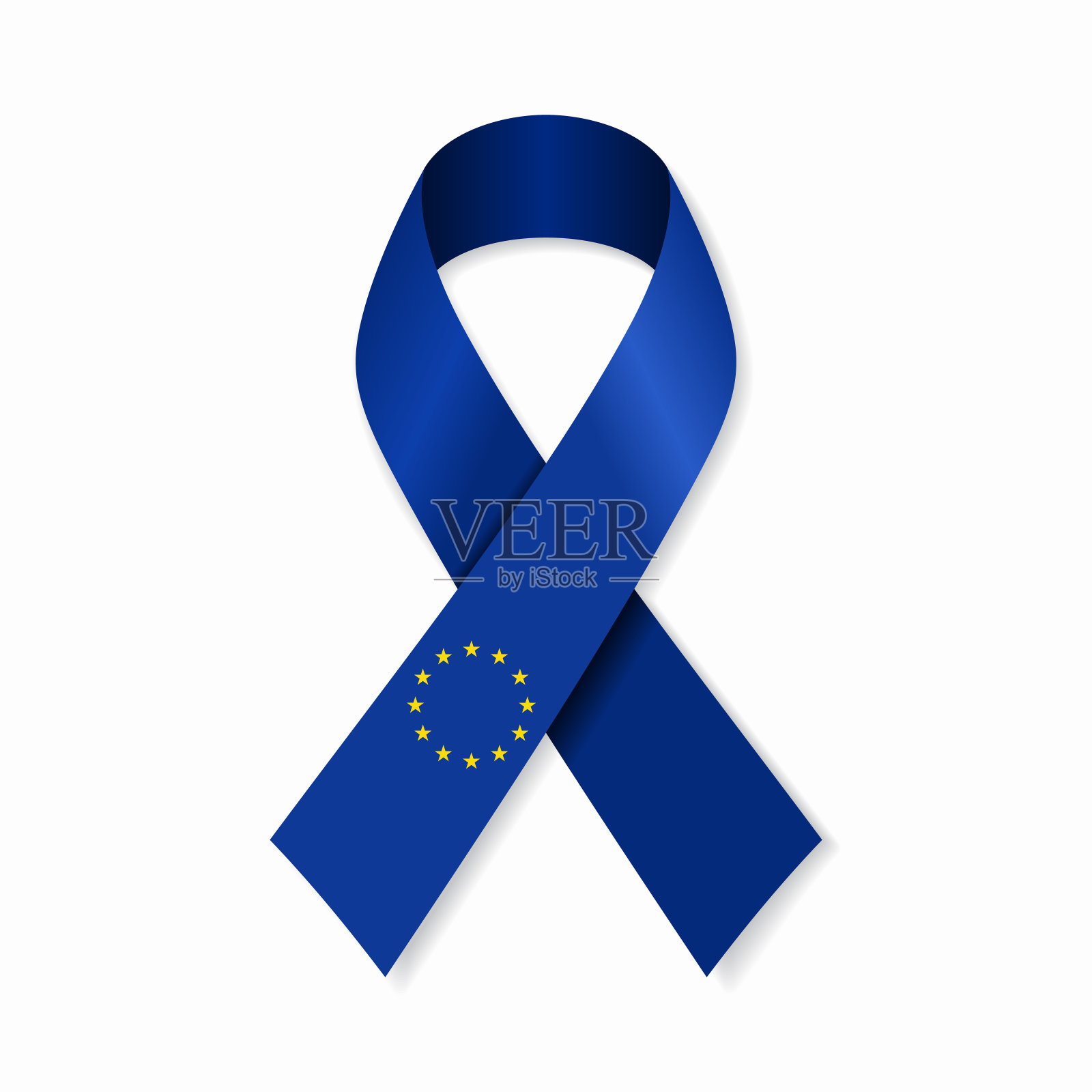 白色背景上的欧盟旗帜条纹缎带。矢量插图。插画图片素材