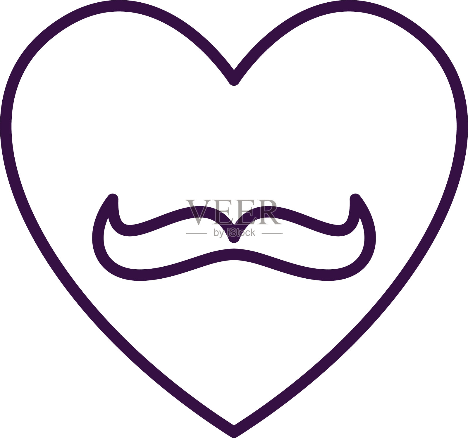 孤立的男性胡须内心线风格设计元素图片