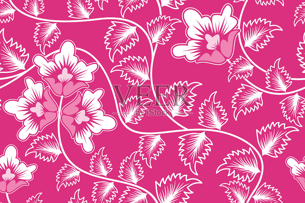 无缝花纹具有美丽的热带花卉插画图片素材