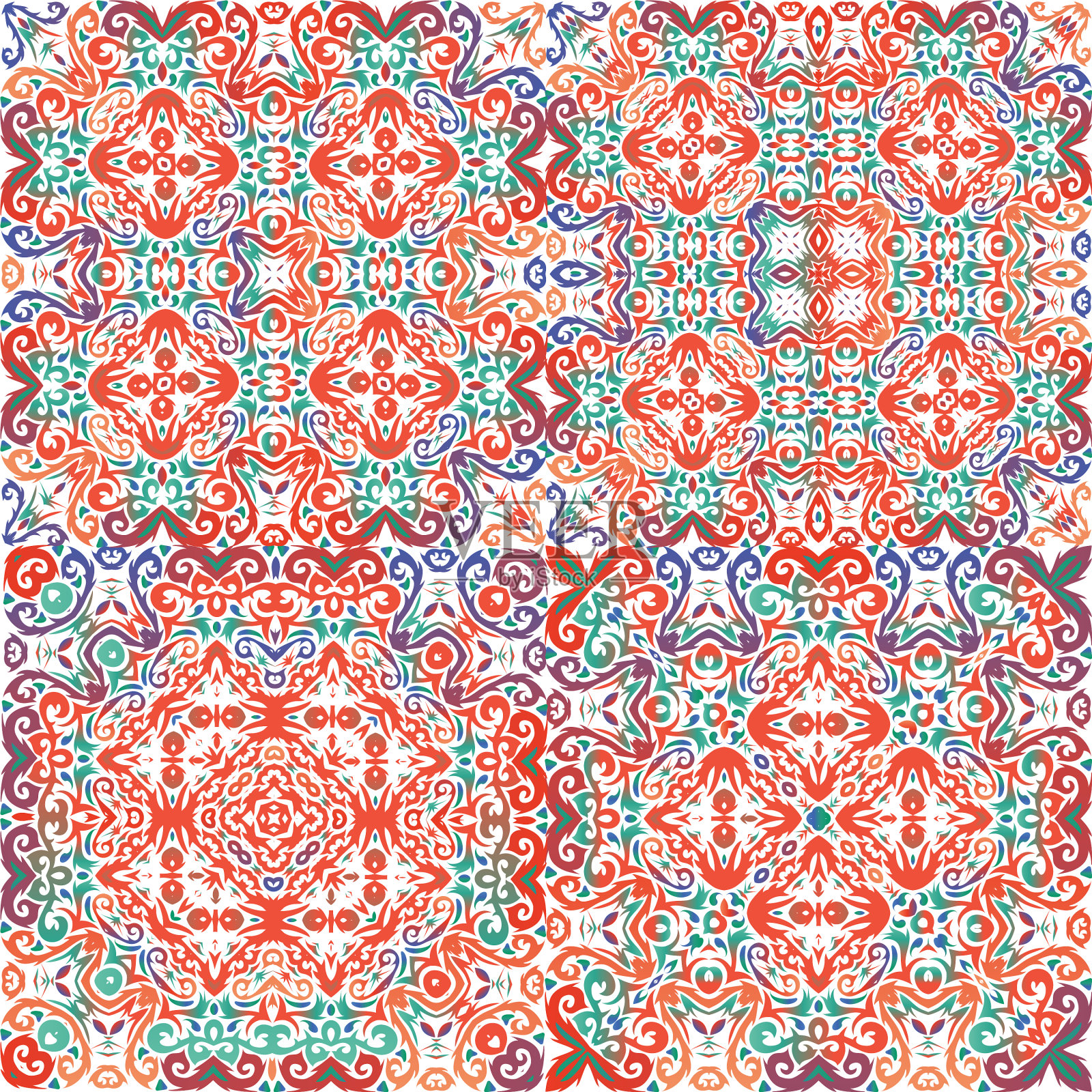 瓷砖上的民族色彩点缀插画图片素材