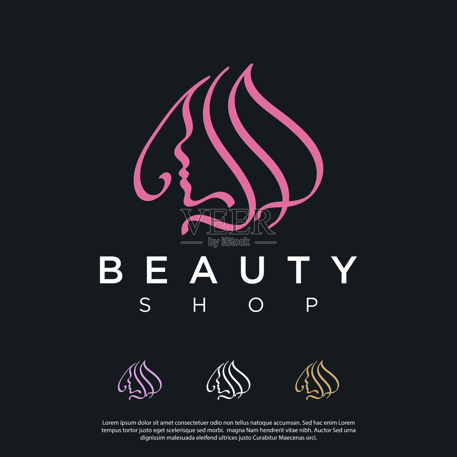 标志女性剪影在一个花哨的风格插画图片素材