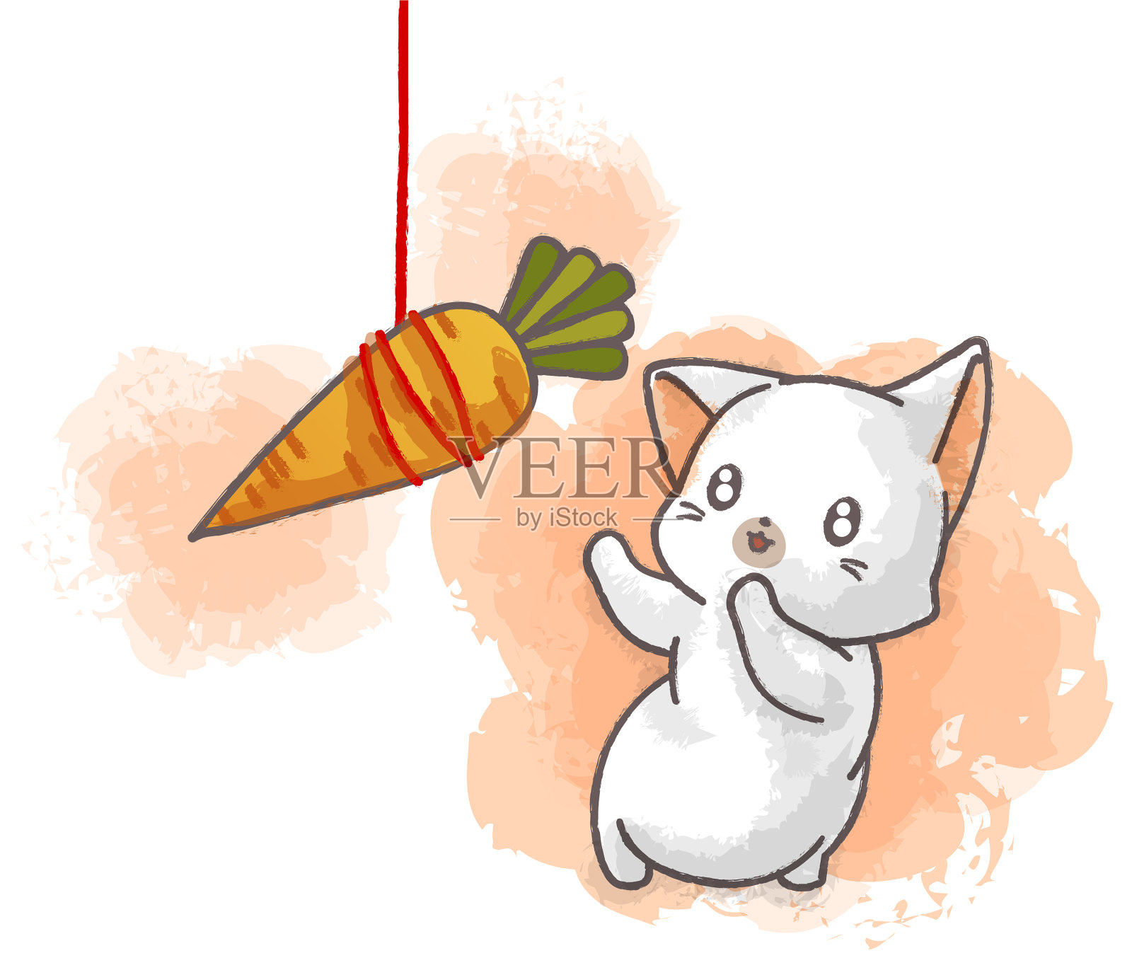 可爱的猫卡通与胡萝卜插画图片素材