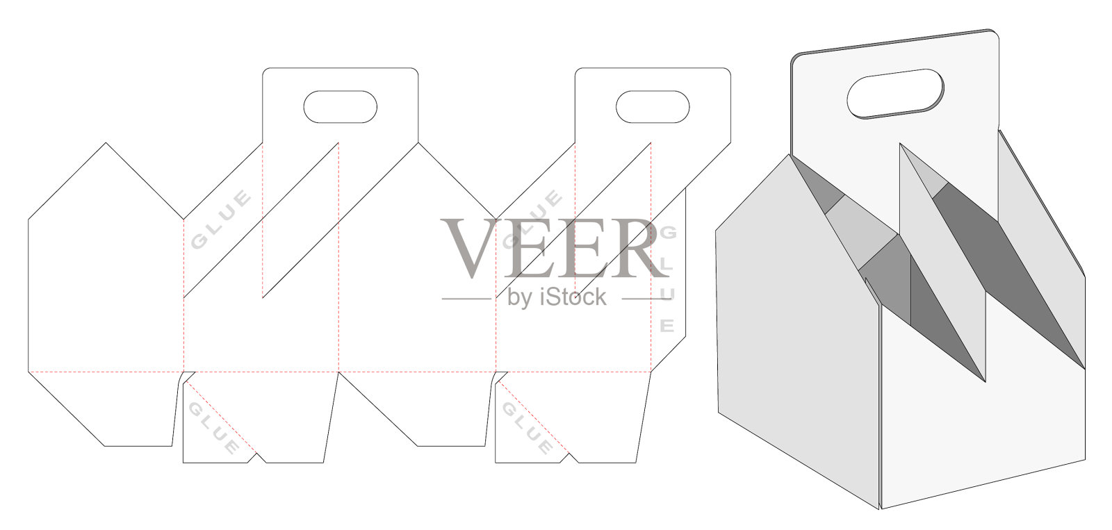 啤酒包装盒带压模切架插画图片素材