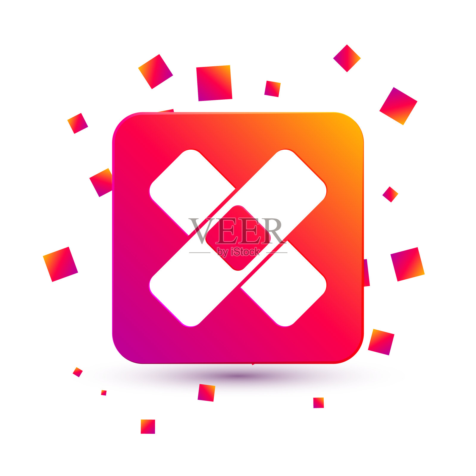 白色交叉绷带石膏图标隔离上插画图片素材