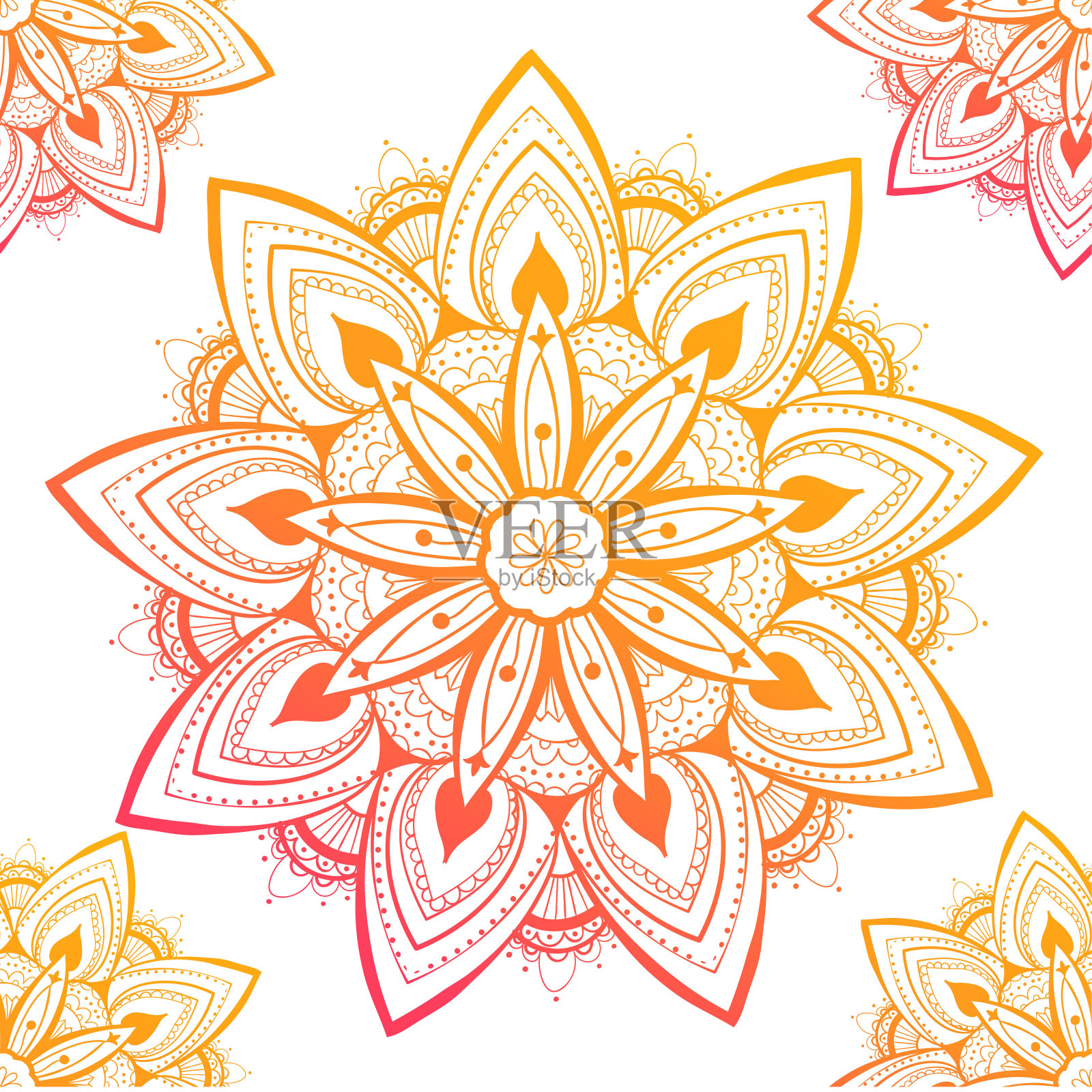 曼陀罗装饰无缝图案。复古,佩斯利元素。点缀。传统的,民族的,土耳其的,印度的图案。非常适合织物和纺织品,墙纸,包装或任何理想的想法插画图片素材