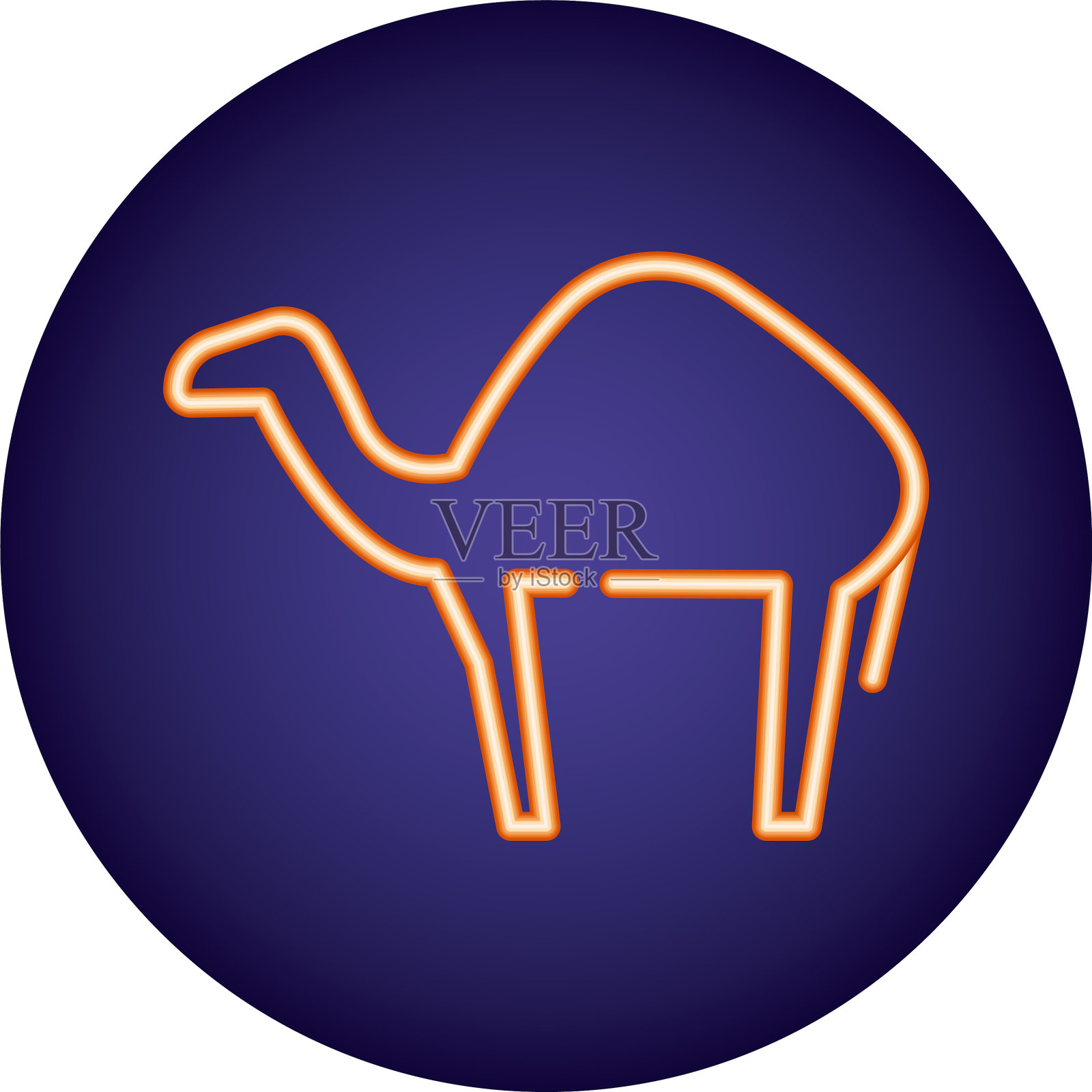 骆驼动物霓虹灯风格的图标设计元素图片