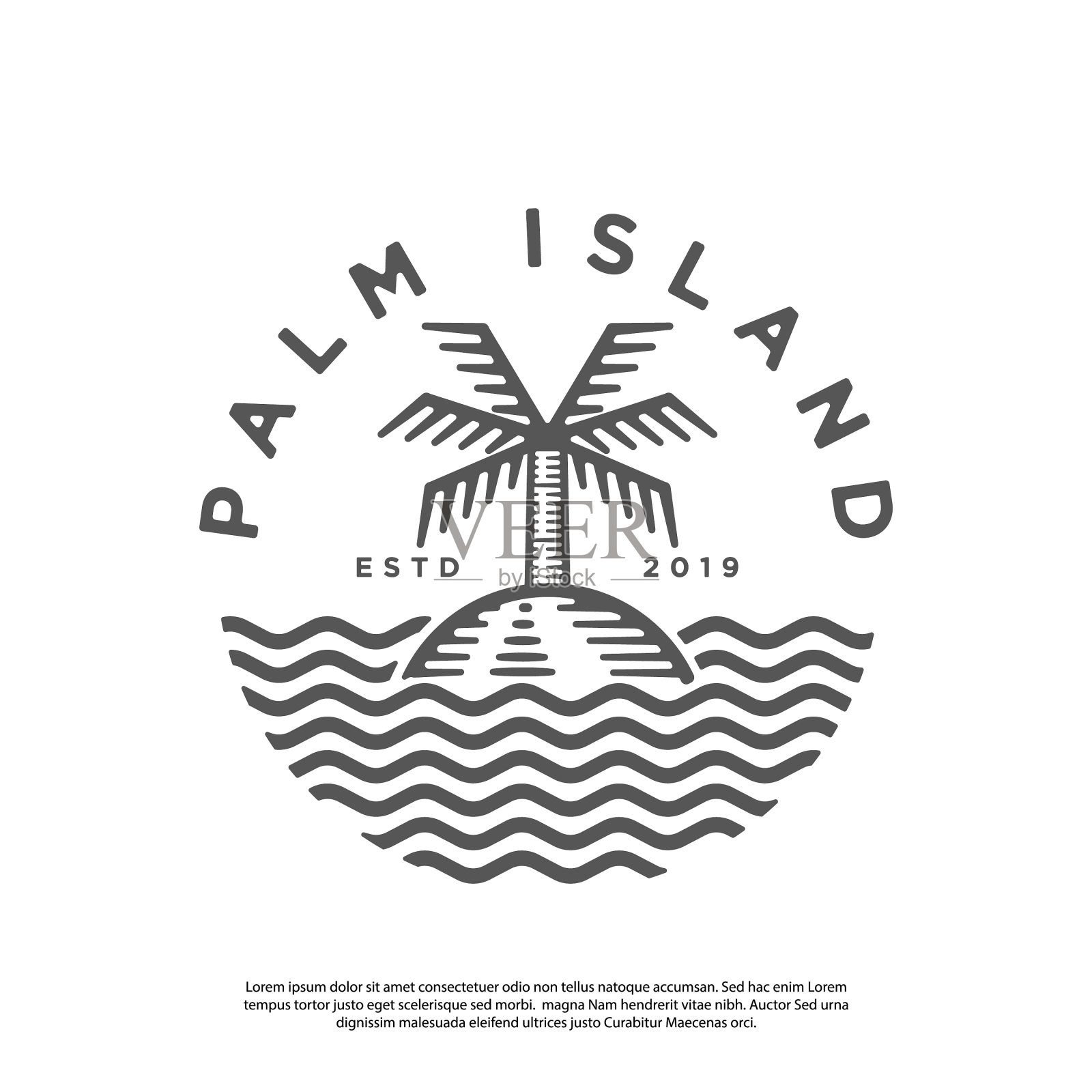 潮人风格的棕榈岛标志插画图片素材