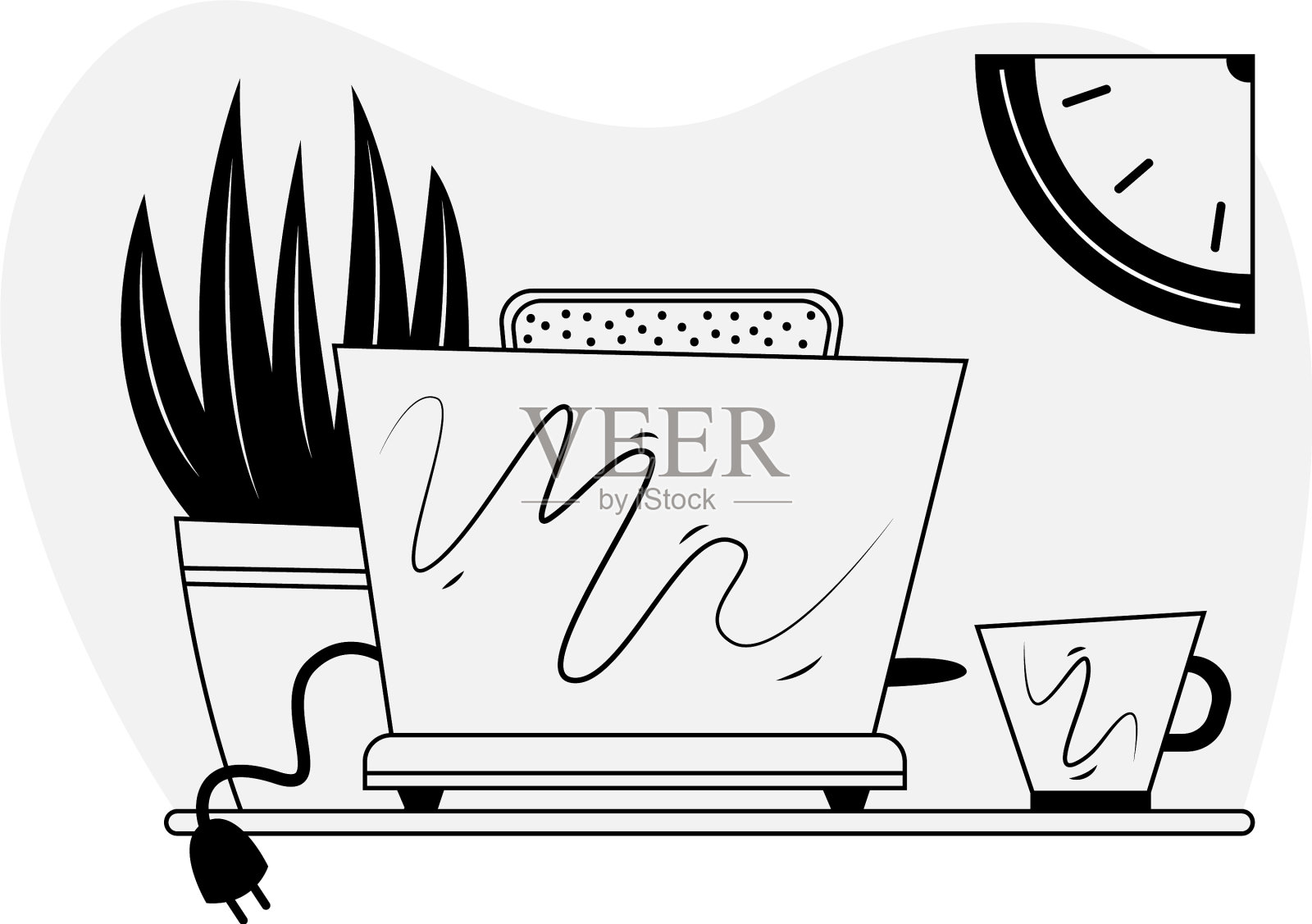 烤面包机与块面包的概念在一个大纲设计元素图片