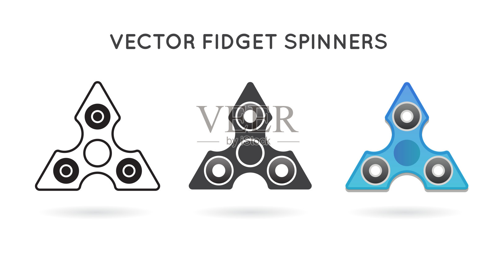 3个指尖陀螺(已隔离)插画图片素材
