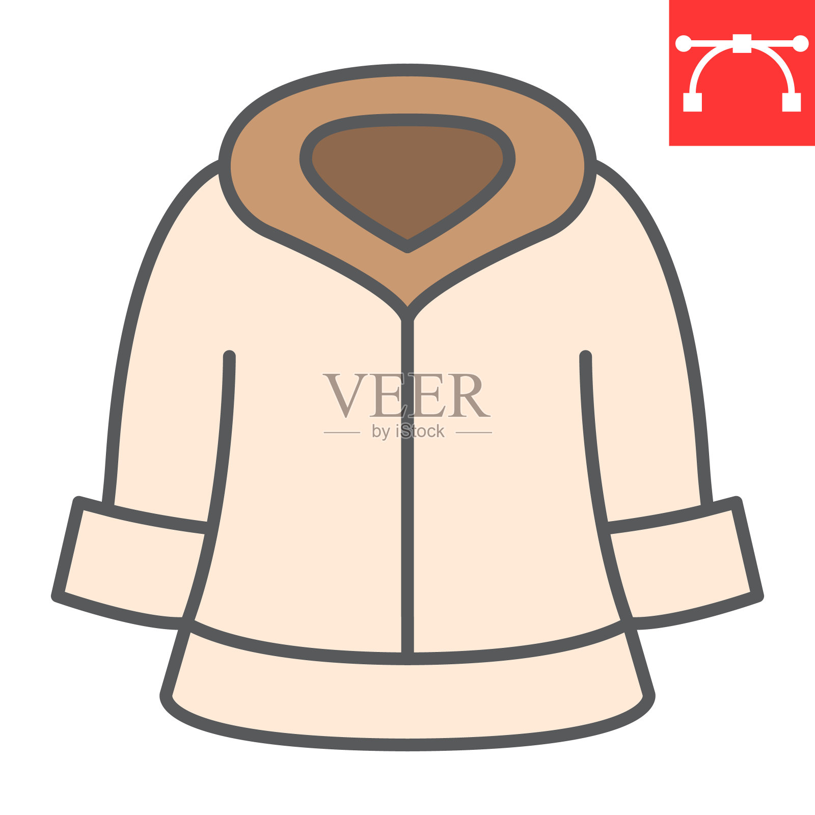 毛皮干洗颜色线图标,干洗和洗,外套标志矢量图形,可编辑笔画彩色线性图标,eps 10。插画图片素材