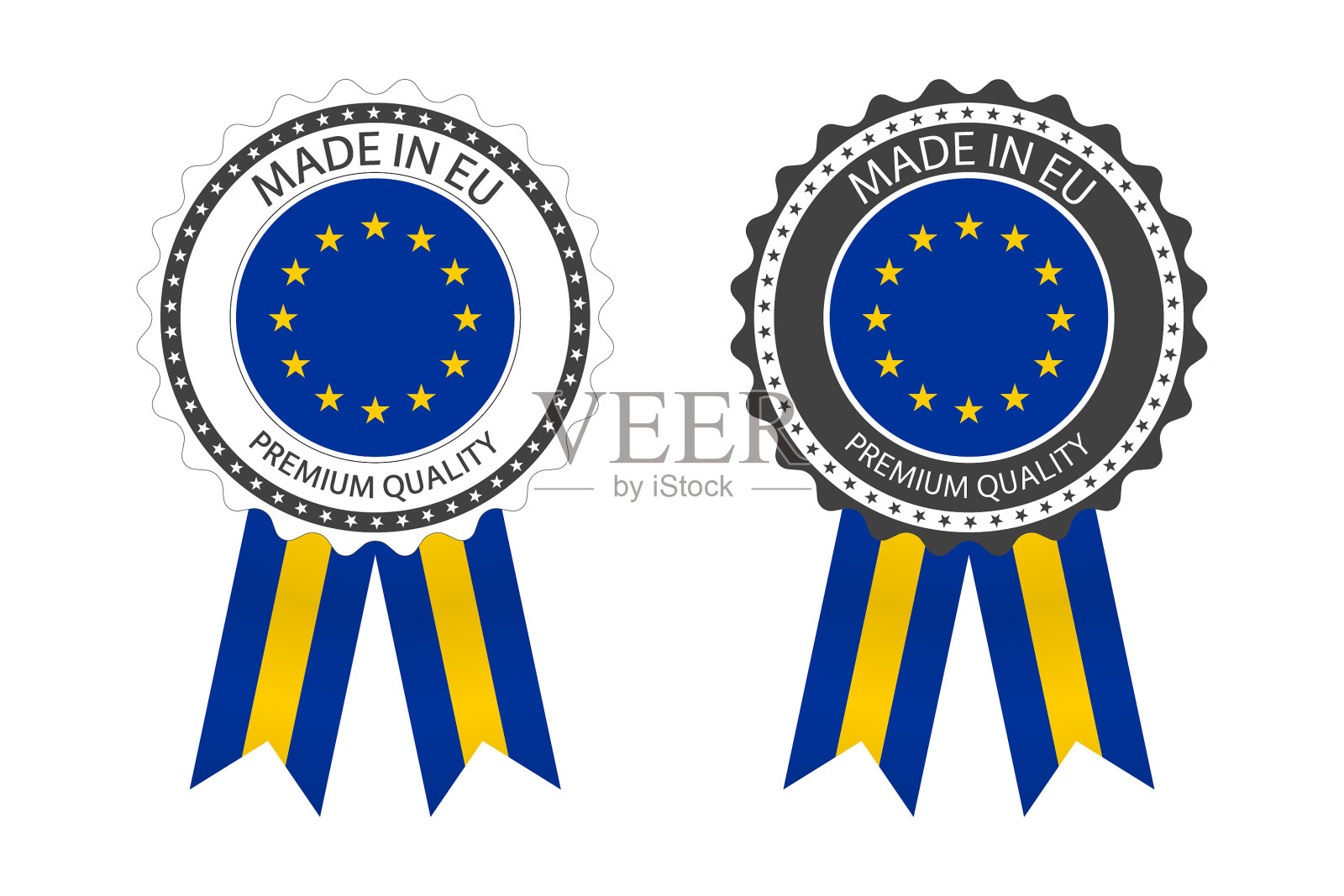 两个现代欧盟标签插画图片素材