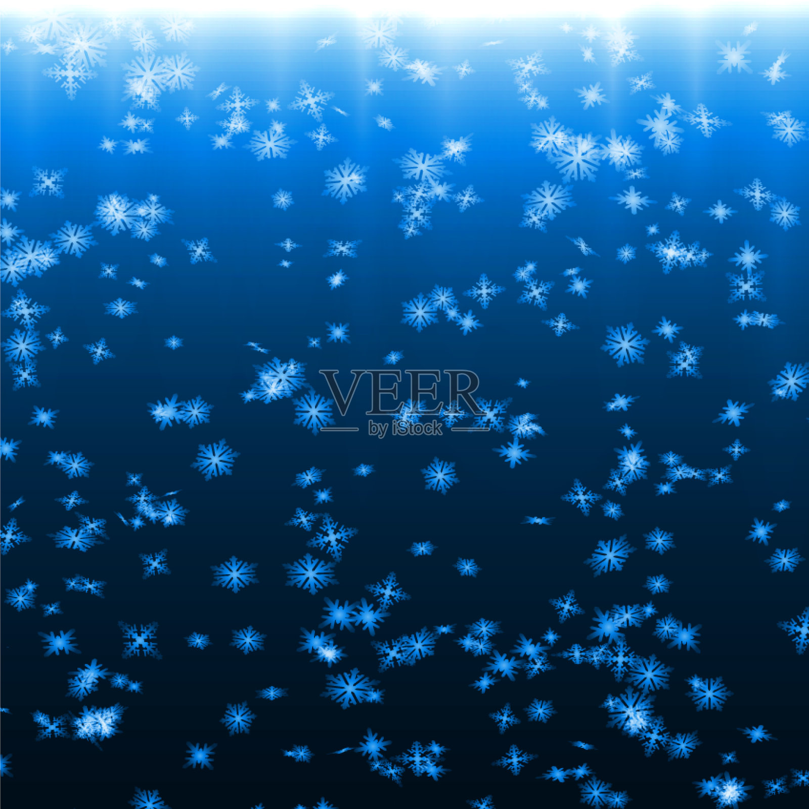 自由落体的雪花光线从顶部大插画图片素材