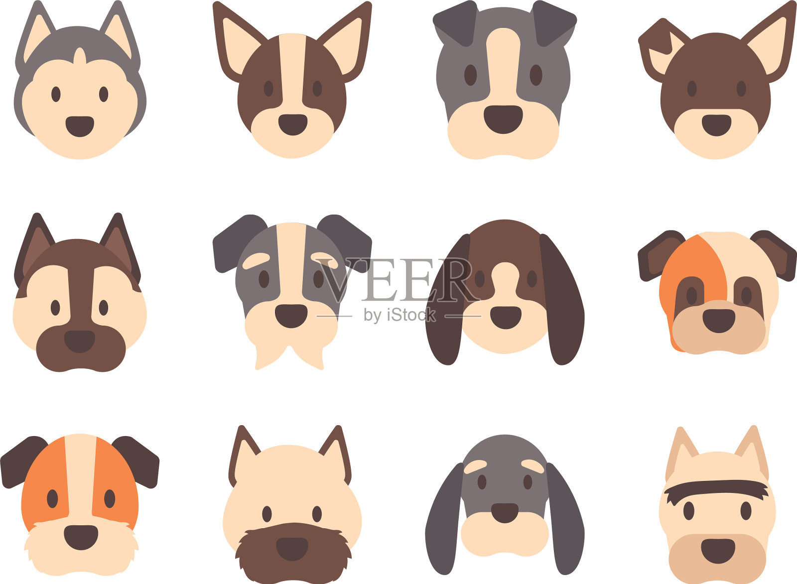 设置图标面对不同品种的狗图标素材