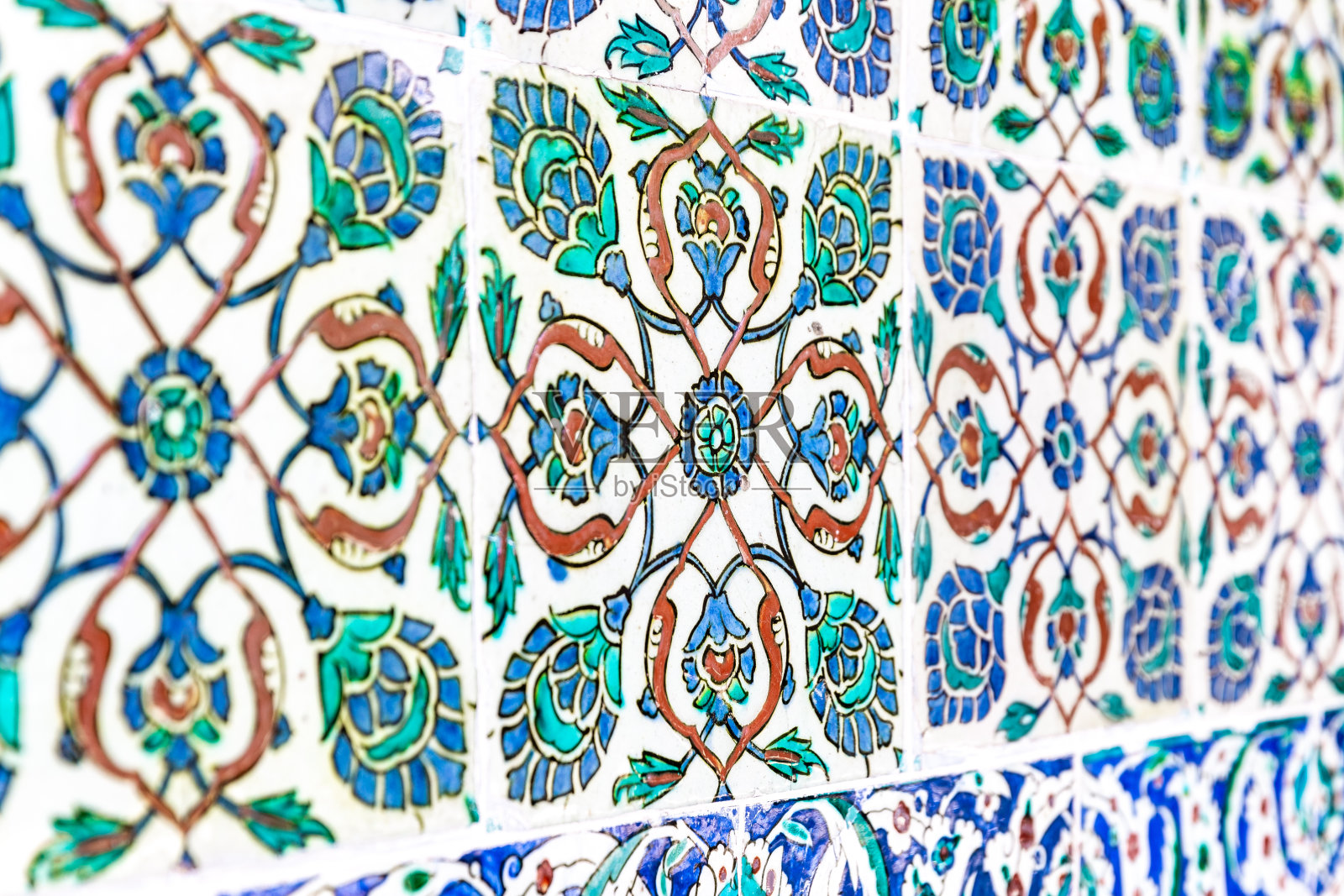 土耳其伊斯坦布尔市的土耳其蓝色瓷砖照片摄影图片