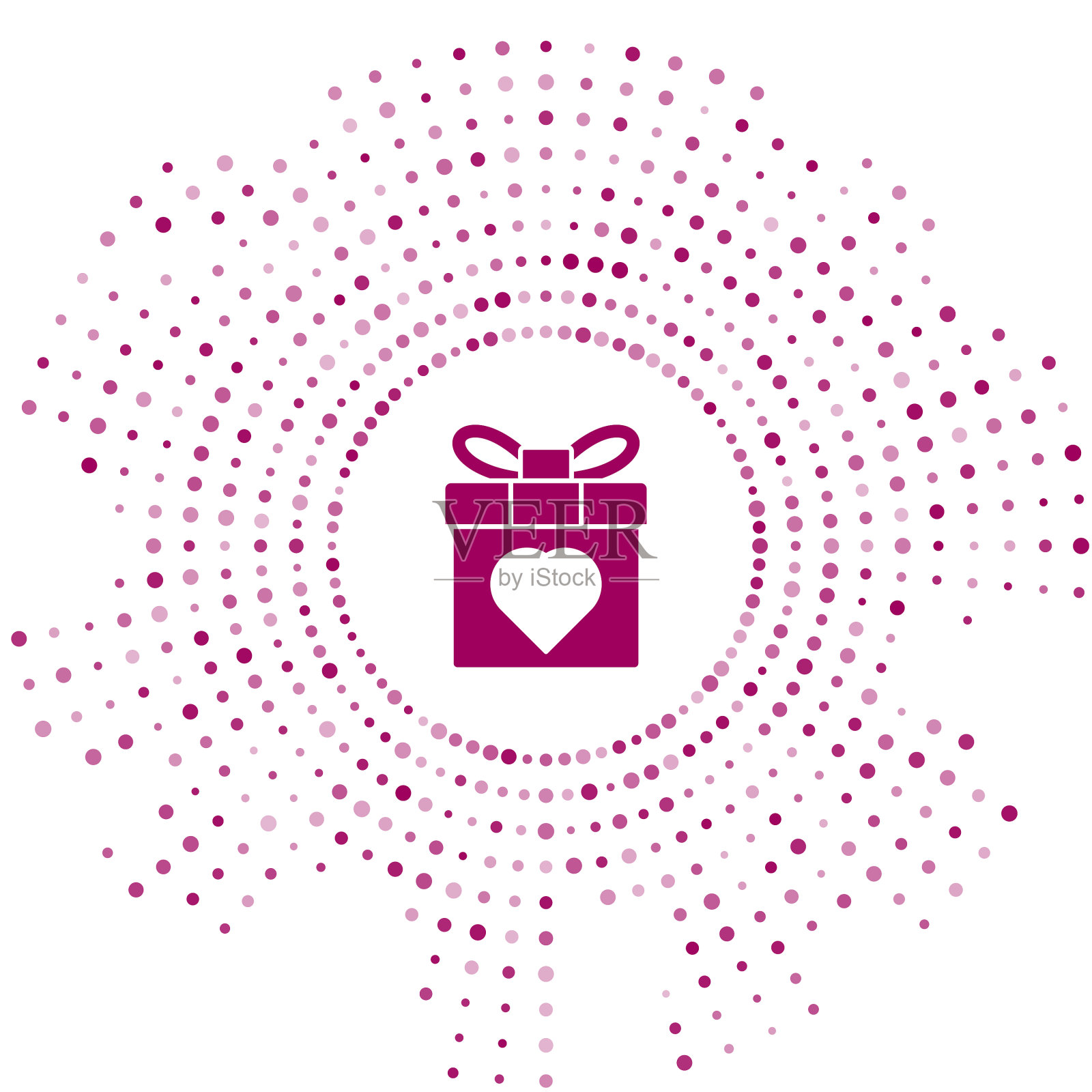 紫色礼盒和心形图标孤立在白色插画图片素材