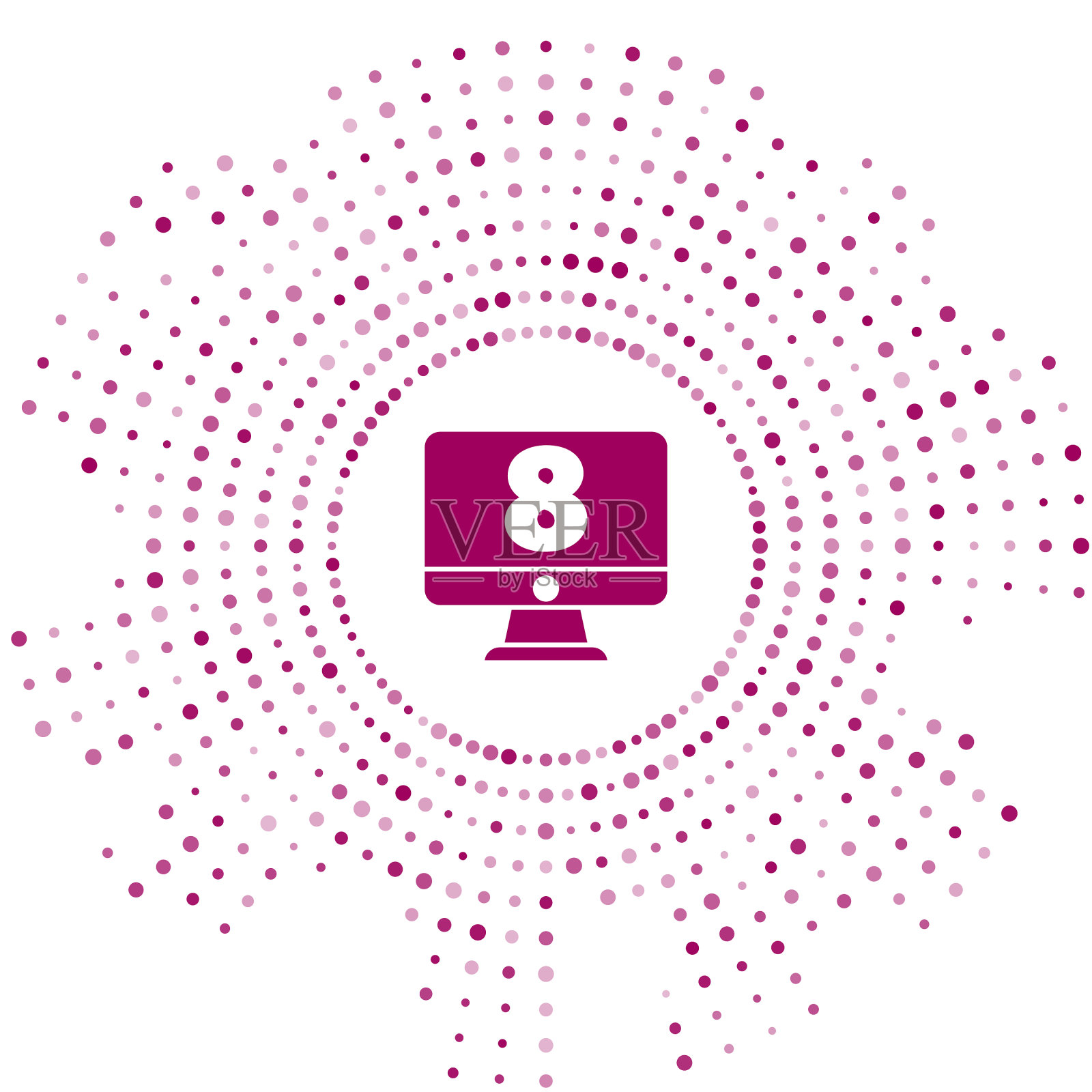 紫色8行进在监视器图标孤立在白色插画图片素材