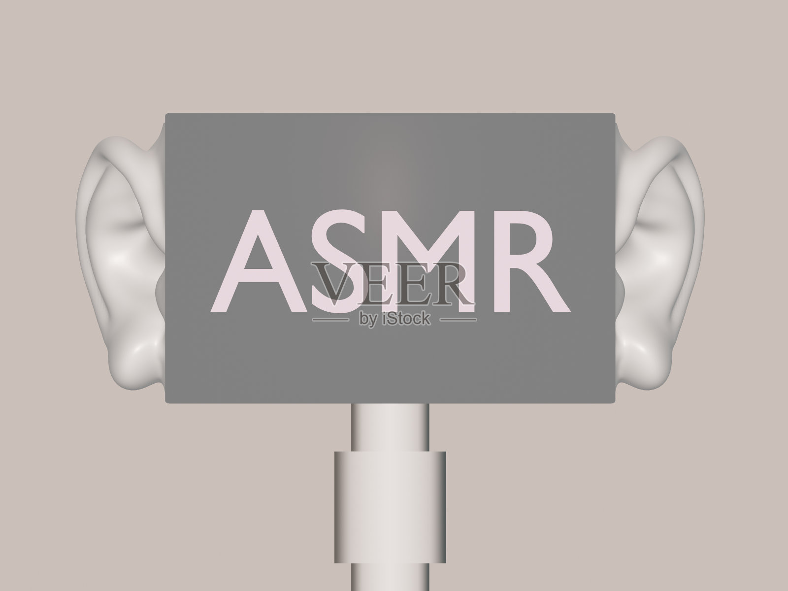 自发性知觉磁流变麦克风和耳朵。放松概念,3d渲染照片摄影图片