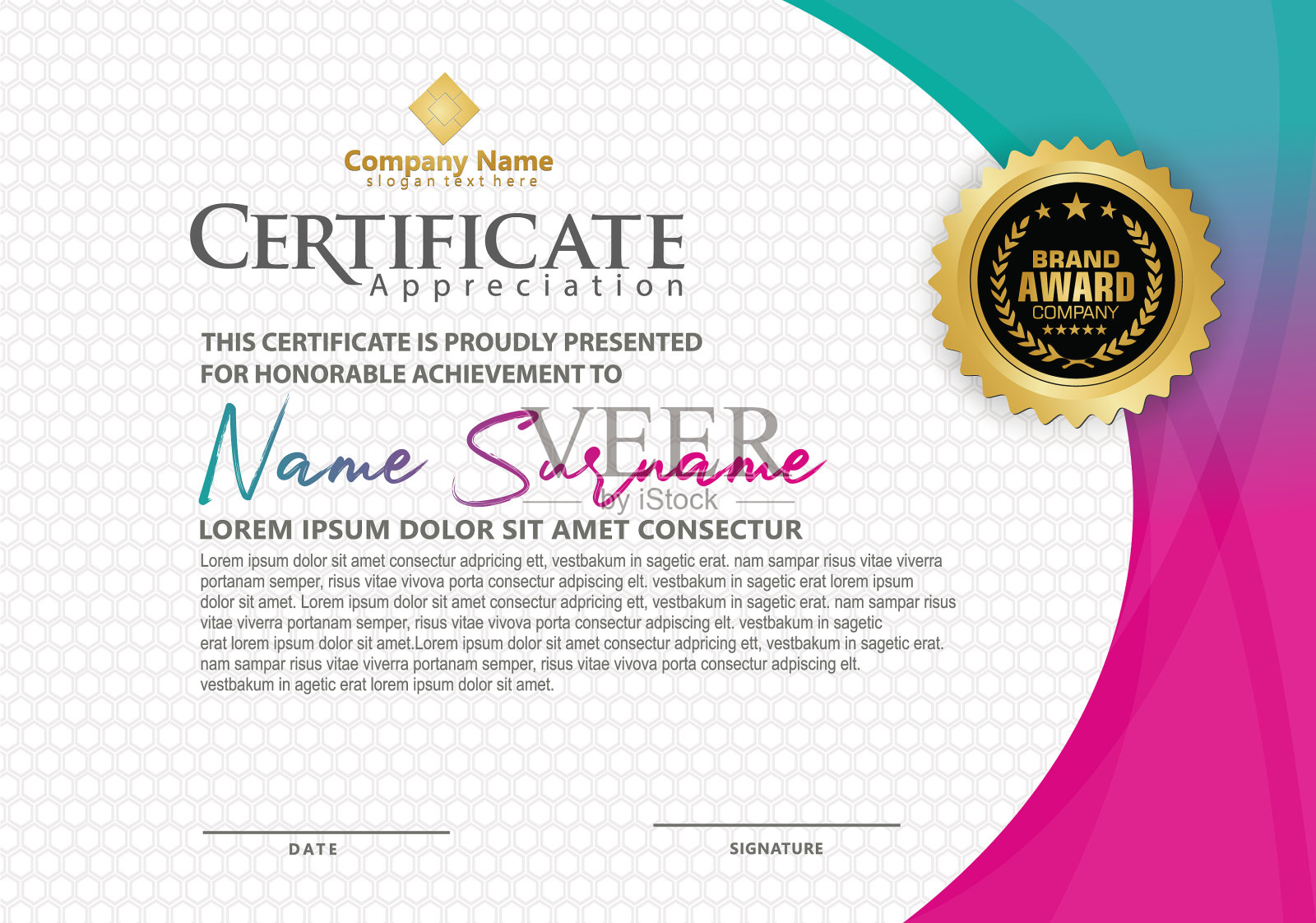 证书模板与现代模式文凭插画图片素材