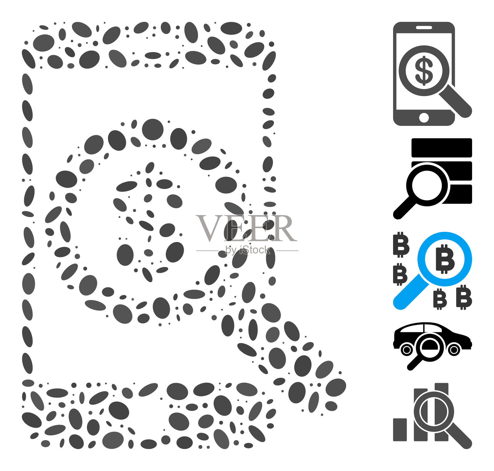 椭圆镶嵌移动审计插画图片素材