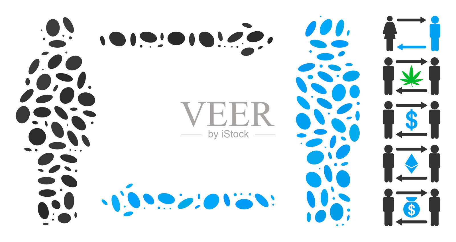 点拼贴男人交换女人插画图片素材