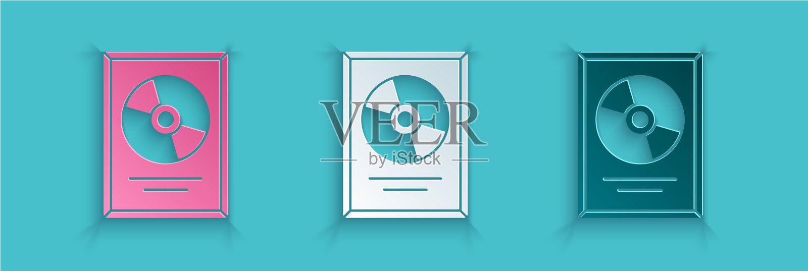 剪纸光盘奖项在框架图标孤立上插画图片素材