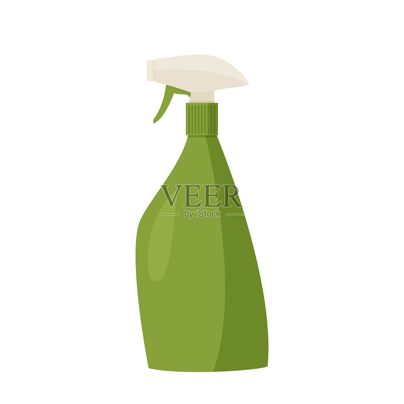 清洁剂喷。绿色塑料瓶。矢量插图孤立在白色背景。插画图片素材