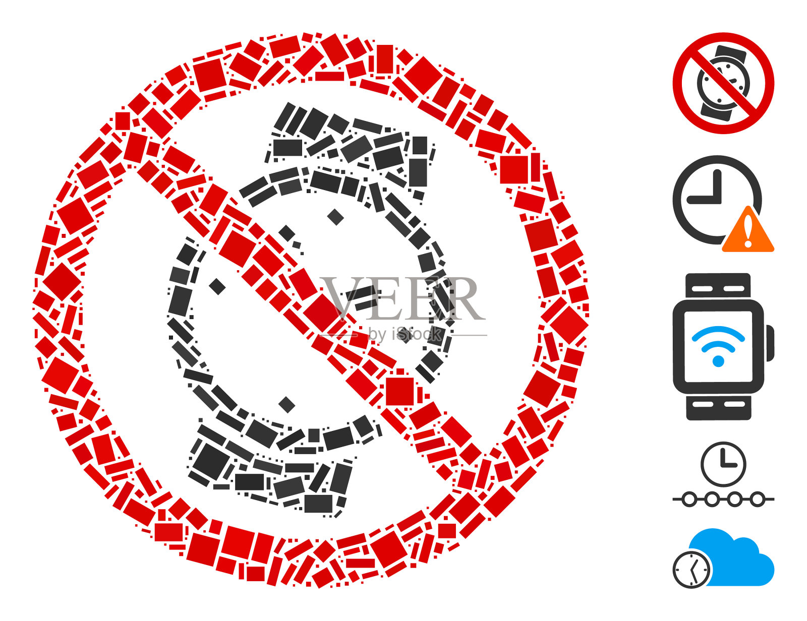 点马赛克无手表插画图片素材