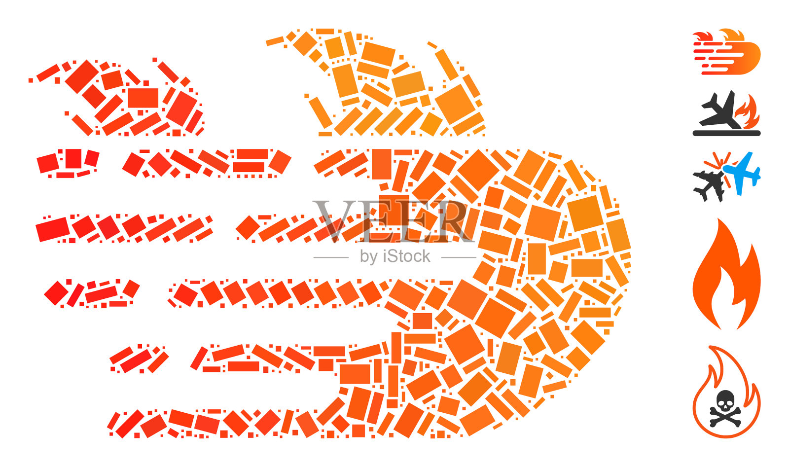 星点马赛克灯心草火插画图片素材