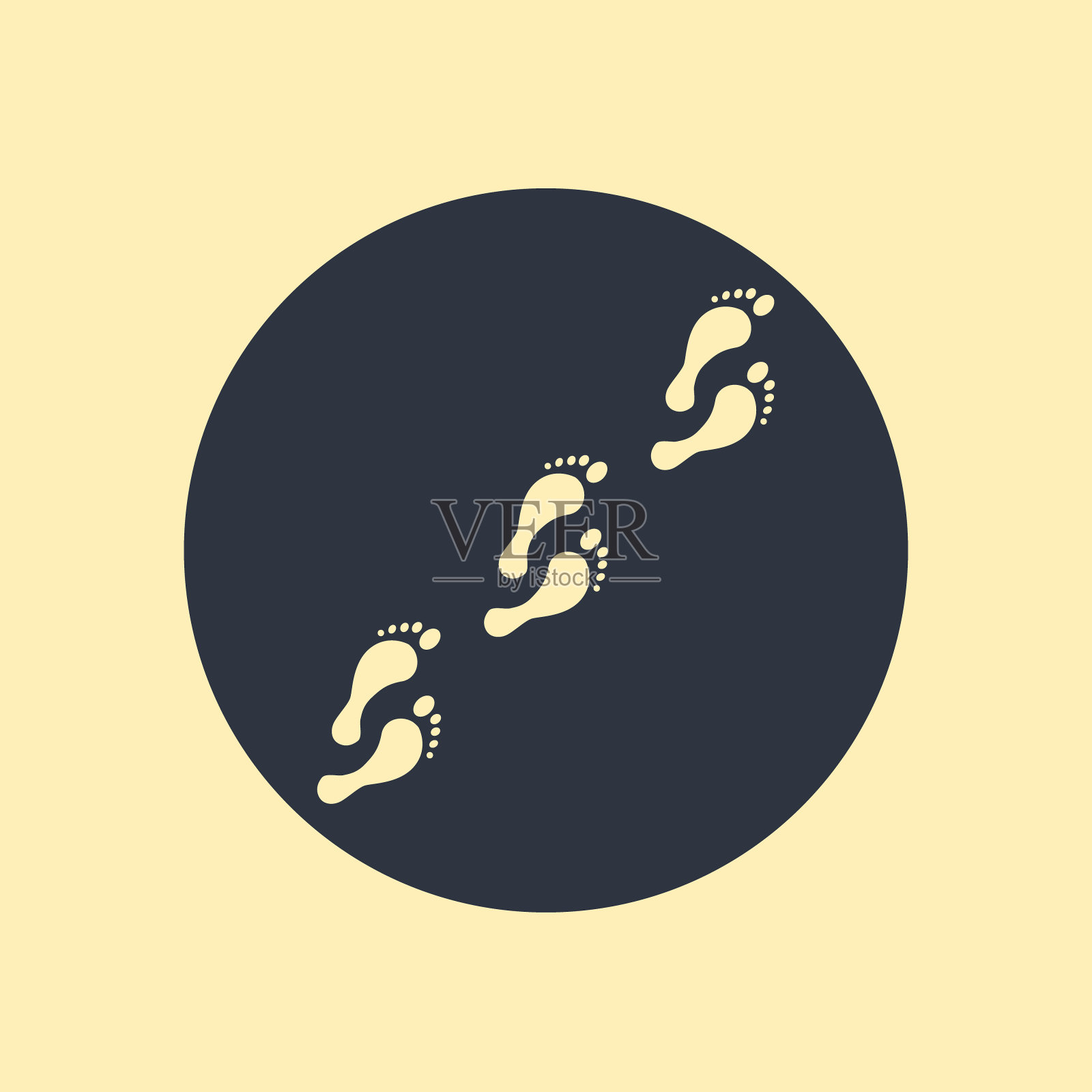 印鞋道。圆形背景上的足迹人类图标插画图片素材