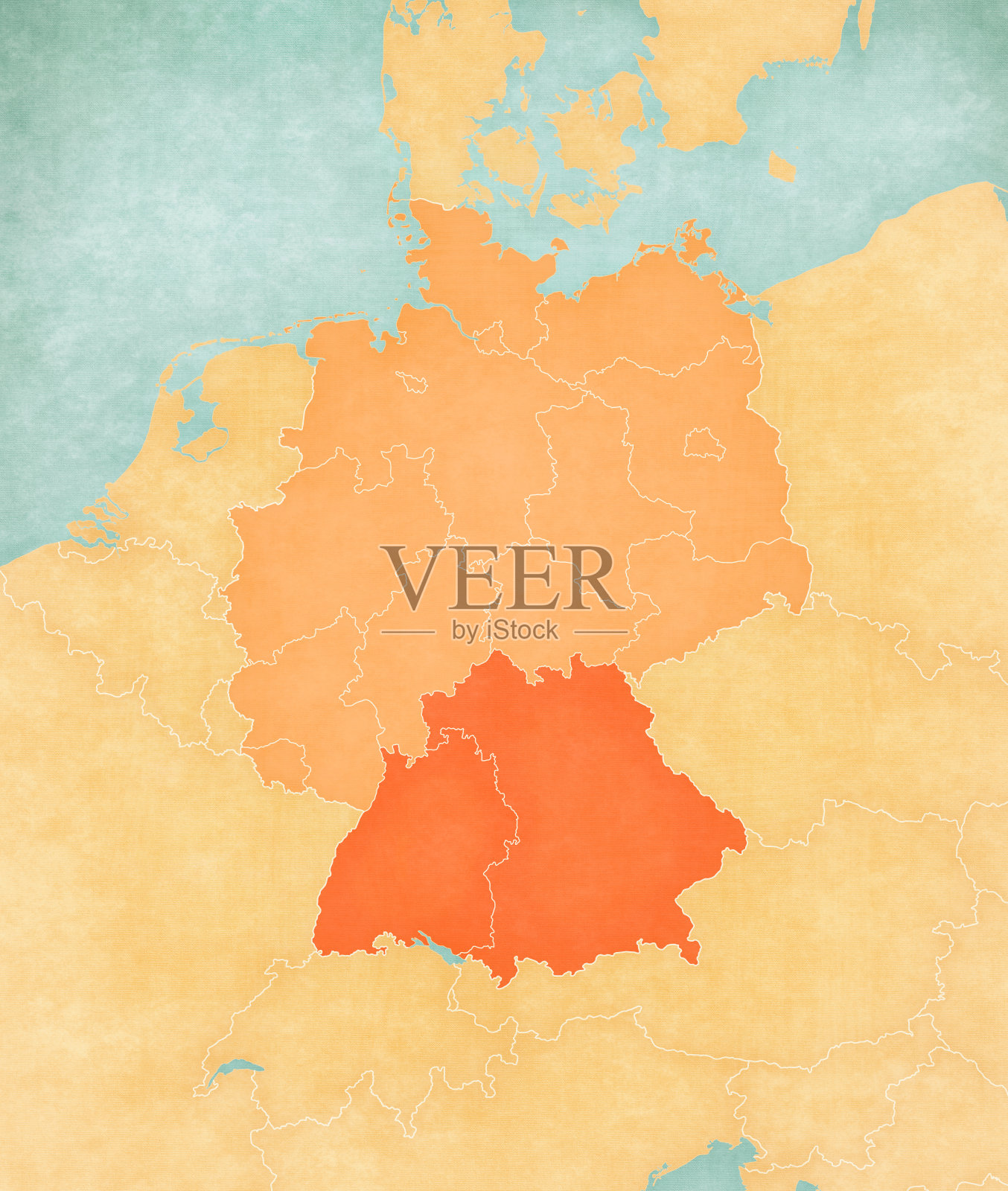 德国地图-巴伐利亚和巴登-符腾堡插画图片素材