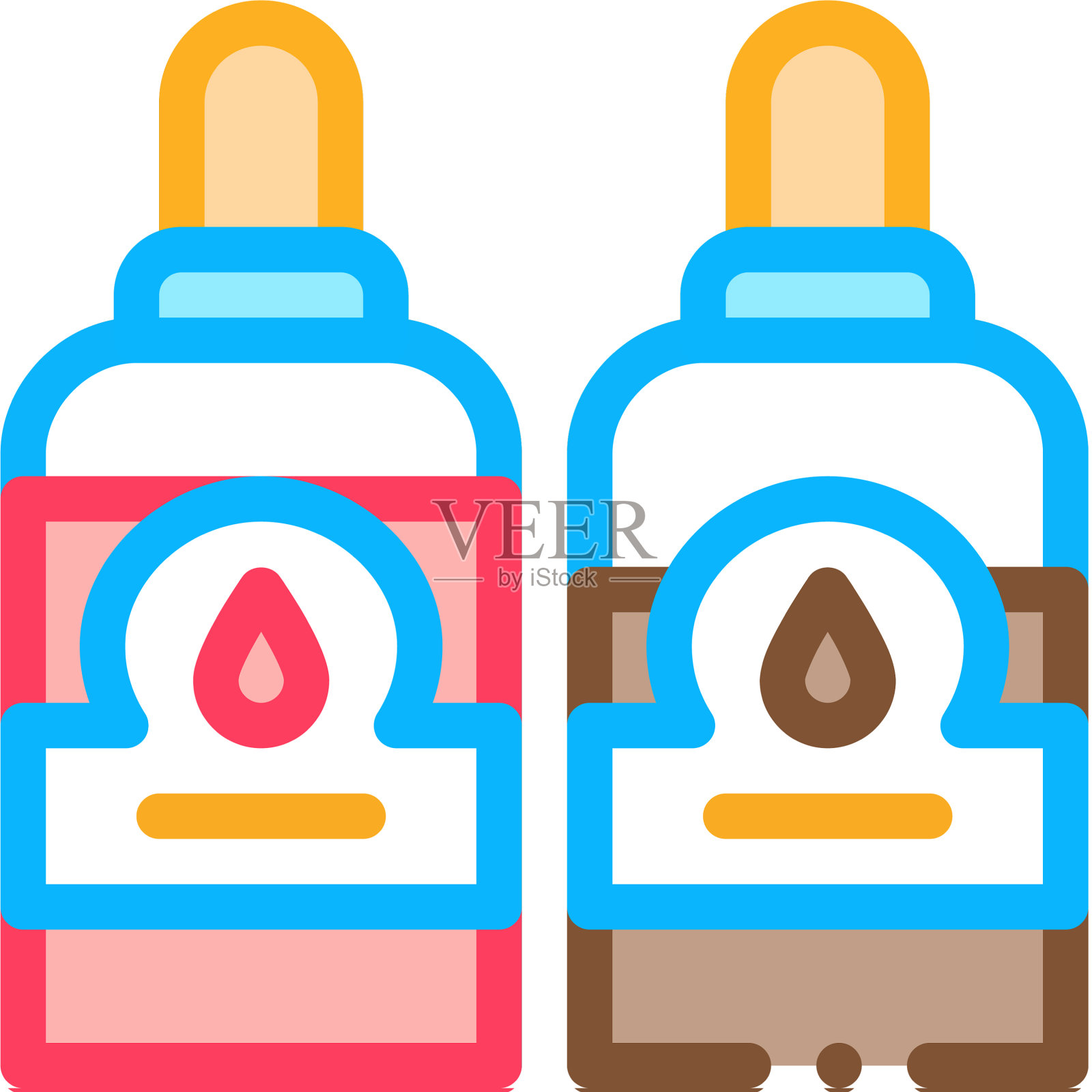 瓶子与墨水图标轮廓插画图片素材