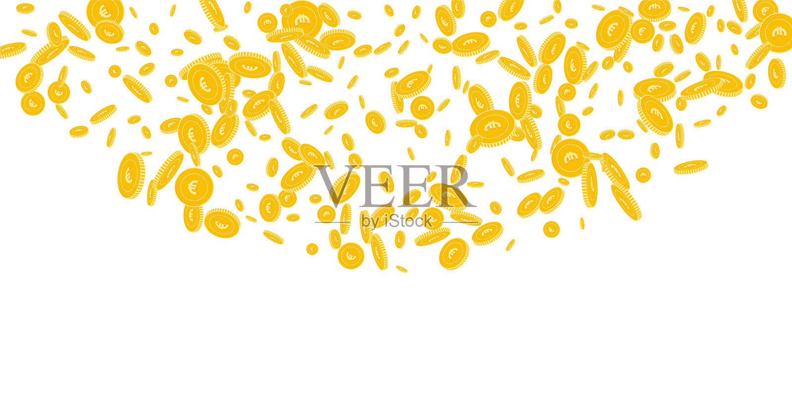 欧盟欧元铸币散落混乱插画图片素材