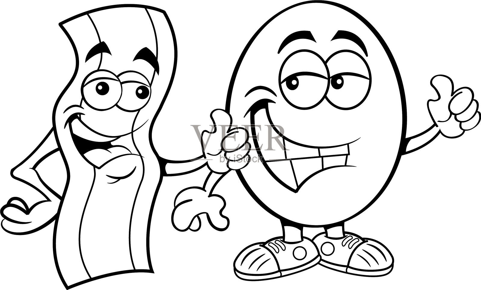 培根条和鸡蛋都竖起大拇指设计元素图片