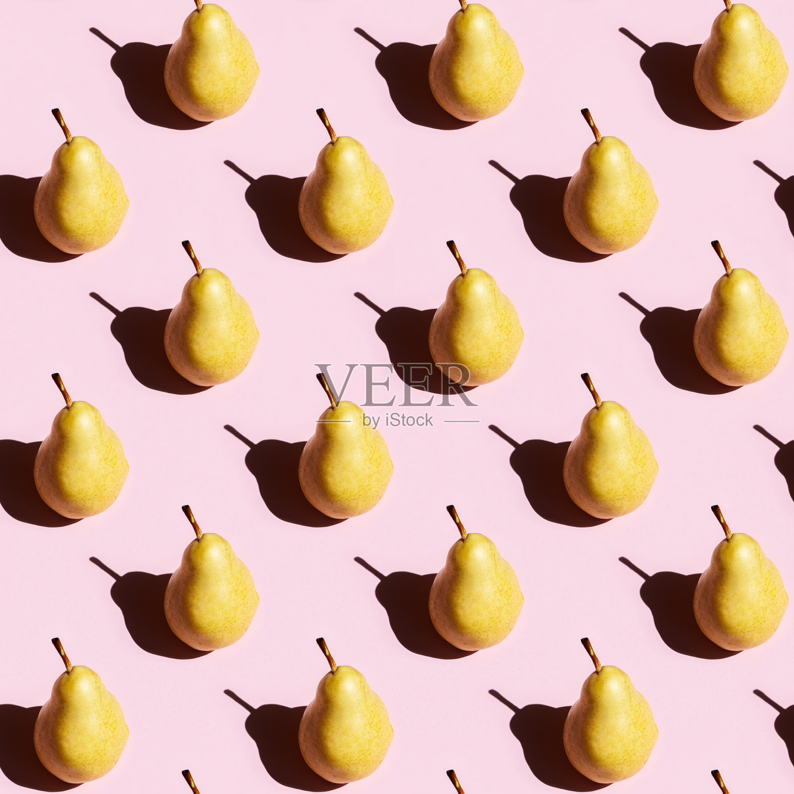 无缝规则的创意图案的水果梨与黑暗的阴影。印刷织物,包装纸。照片摄影图片